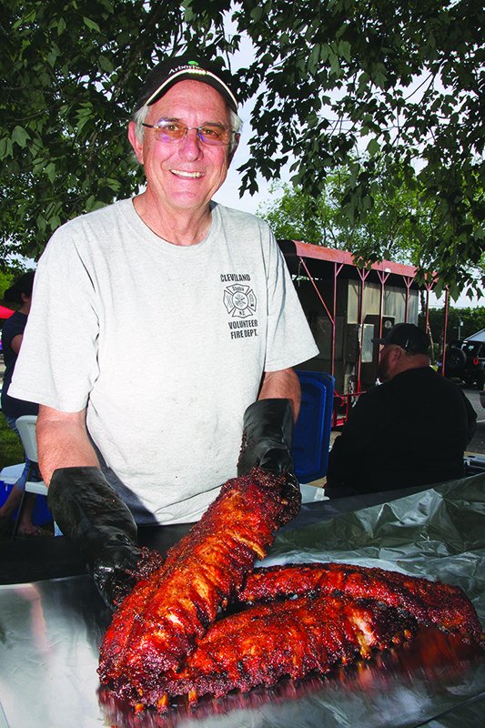 Skip Warrick shows some of the ribs he had to sale at the Relay for Life of Cleveland County event.