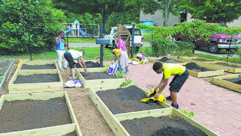 Farm Credit staff rebuild BGCCC garden