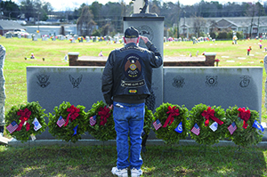 Vietnam Veteran, Jamie Shytle, honors all branches of the military during the 2019 Wreaths Across America Ceremony.                                   