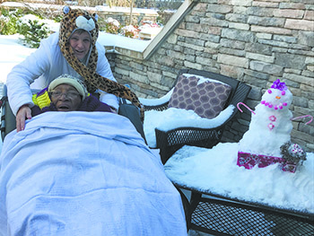 Snowman brings joy to Hospice patient