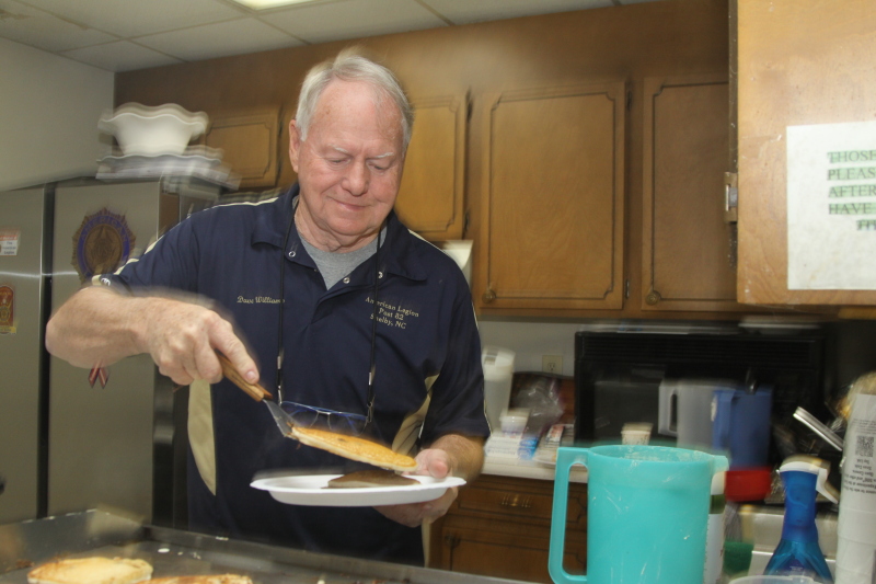 Dave Williams flipped a lot of pancakes at the American Legion Pancake Breakfast fundraiser. 