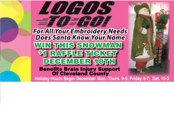 LOGOS TO GO RAFFLE TO BENEFIT BRAIN INJURY SUPPORT OF CLEVELAND COUNTY