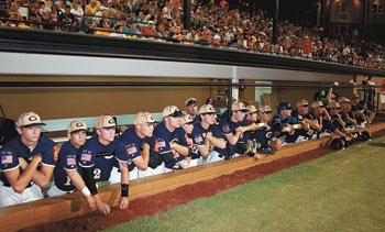 GAFFNEY WAITING TO TAKE THE FIELD IN THE AMERICAN LEGION WORLD SERIES