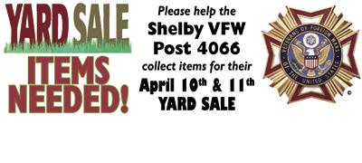 SHELBY VFW YARD SALE TO BENEFIT STUDENTS WITH AUTISM