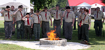 SCOUTS RETIRE US FLAG DURING CEREMONY