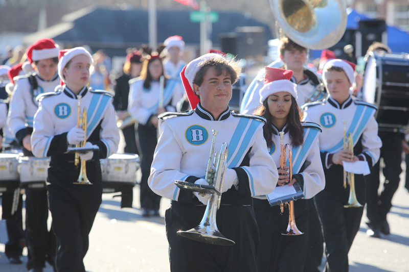 Burns Marching Band walks down Main Street in Casar during the Casar Christmas Parade