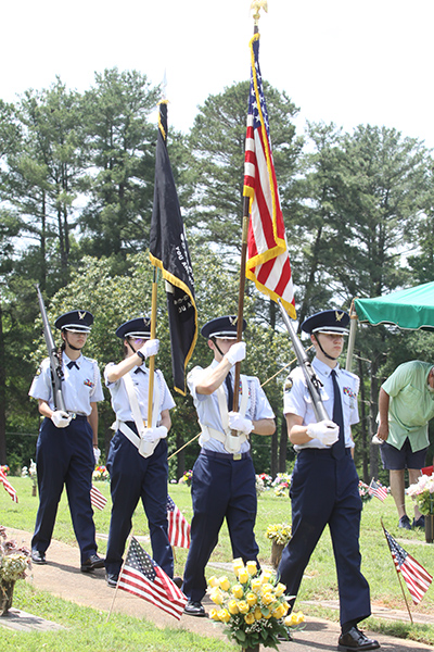 The Crest High School JROTC post colors during the Cleveland County Memorial Day Service at Cleveland Memorial Park on May, 26th, 2024.   
