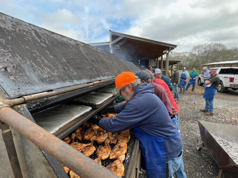 Doug Fortenberry and crew stayed busy cooking chickens for the Teddy Bear & Friends fundraiser on Friday, January 26.    