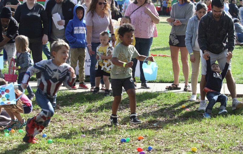Easter Egg Hunt for ages three to five year olds. at the Spring Fest at Patriots Park in Kings Mountain.  