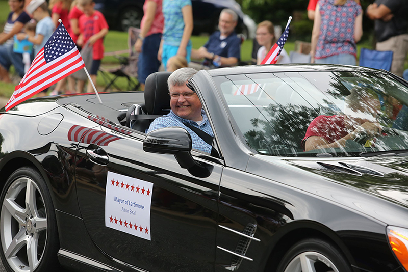 The Mayor of Lattimore, Alton Beal, greets the crowd at the 4th of July Parade.